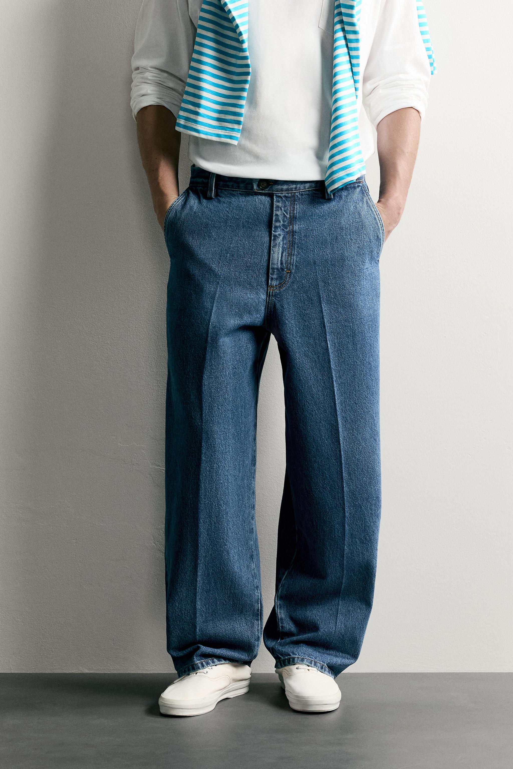 REGULAR FIT DENIM CHINO TROUSERS